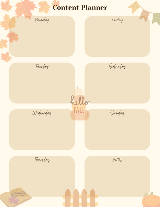 Free Weekly Content Planner | FALL